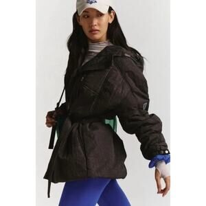 Free People Trek Coat XL NWT Gorpcore Utility Hiking Jacket Belted Black 348$